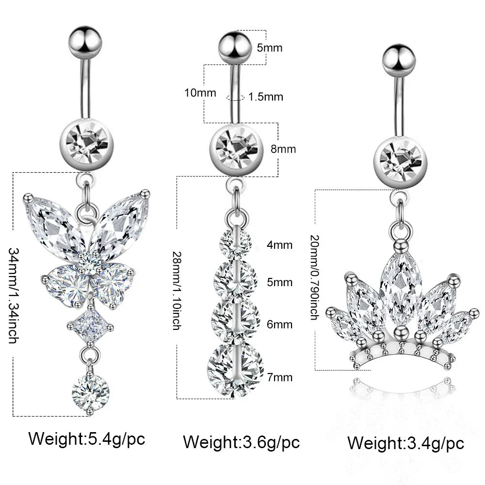 Women's Stainless Steel Butterfly Heart Tree Of Life Navel Ring Piercing Jewelry Electroplated - Image 4