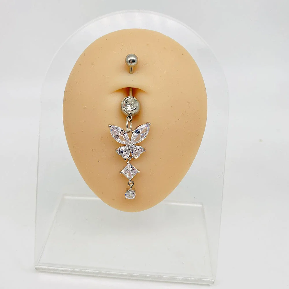 Women's Stainless Steel Butterfly Heart Tree Of Life Navel Ring Piercing Jewelry Electroplated - Image 8