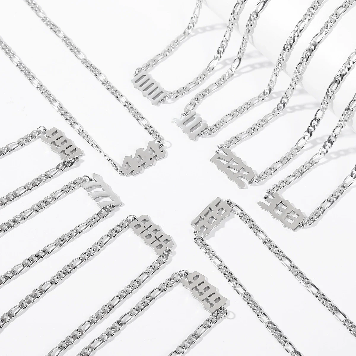 Women's Stainless Steel Clavicle Chain Necklace With Polishing Treatment And Letters Numbers Text Pendant