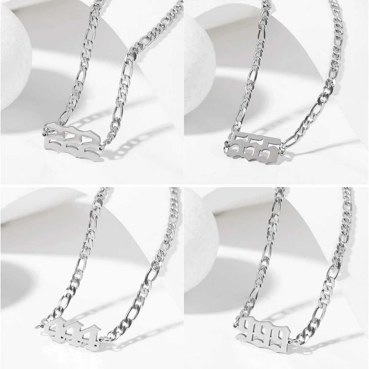 Women's Stainless Steel Clavicle Chain Necklace With Polishing Treatment And Letters Numbers Text Pendant - Image 2