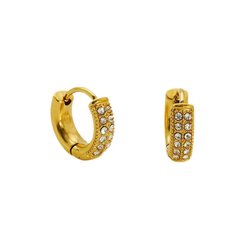 Women's 316L Stainless Steel Earrings With Rhinestone Inlay Heart And Geometric Pattern - Image 5