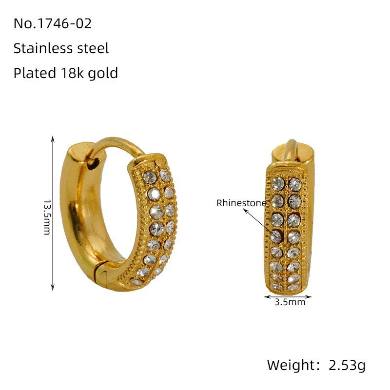 Women's 316L Stainless Steel Earrings With Rhinestone Inlay Heart And Geometric Pattern - Image 6