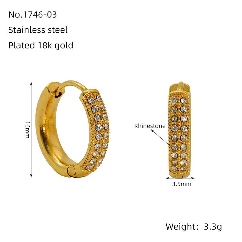 Women's 316L Stainless Steel Earrings With Rhinestone Inlay Heart And Geometric Pattern - Image 7