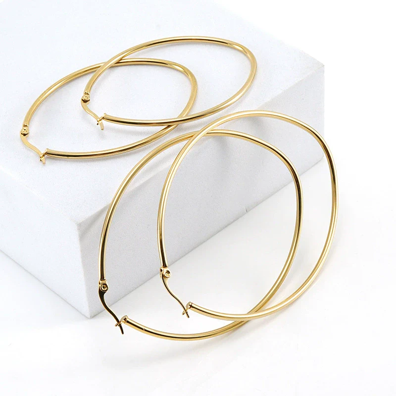 Women's 316L Stainless Steel Eggshaped And Heartshaped Electroplated Geometric Style Fashion Earrings - Image 2