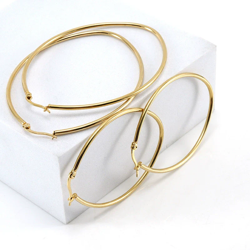 Women's 316L Stainless Steel Eggshaped And Heartshaped Electroplated Geometric Style Fashion Earrings - Image 3