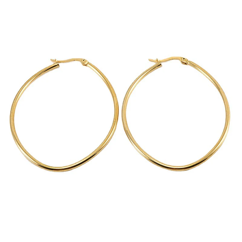 Women's 316L Stainless Steel Eggshaped And Heartshaped Electroplated Geometric Style Fashion Earrings - Image 5