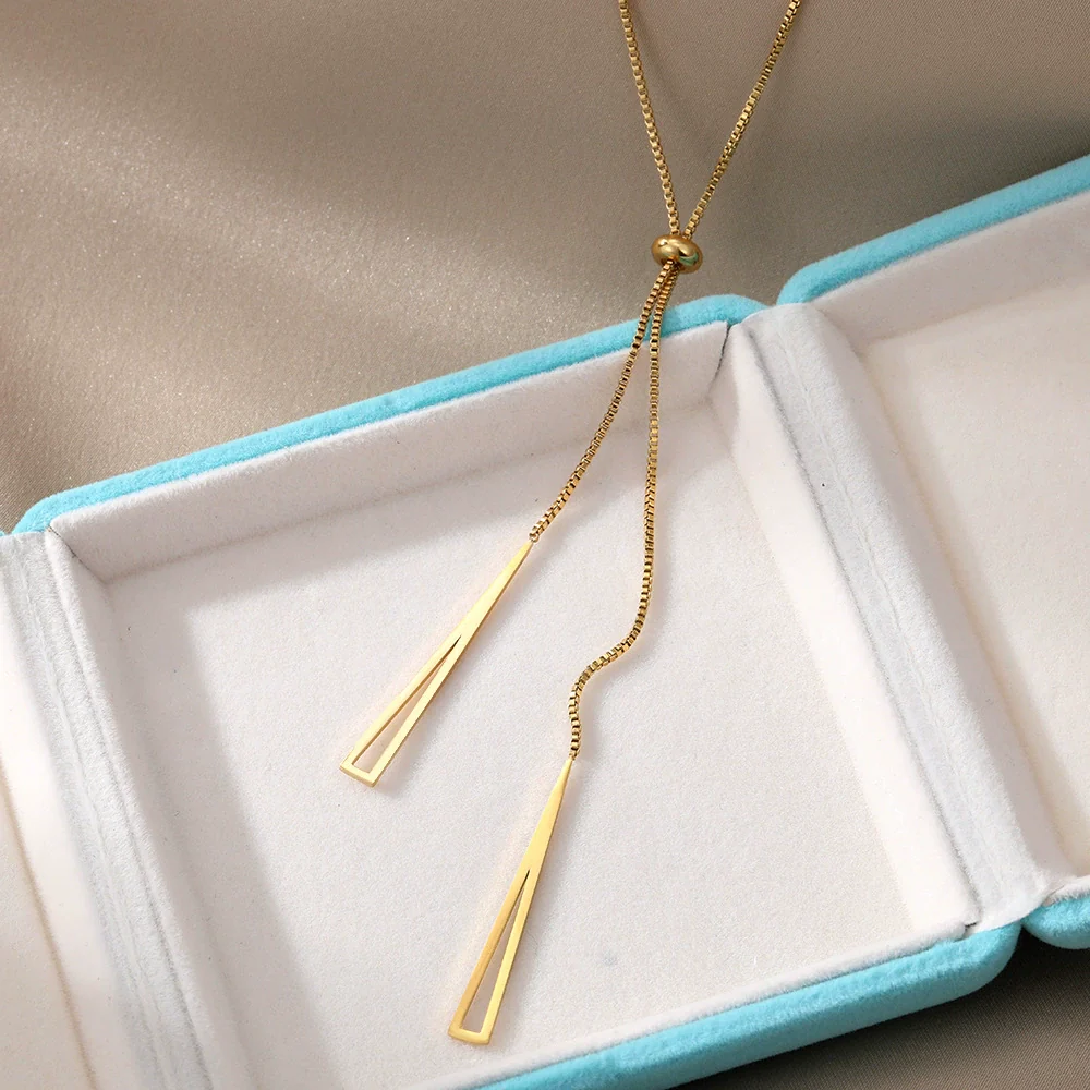 Women's Stainless Steel Geometric Box Chain Necklace With Electroplating Treatment Light Luxury And Exquisite Design - Image 3