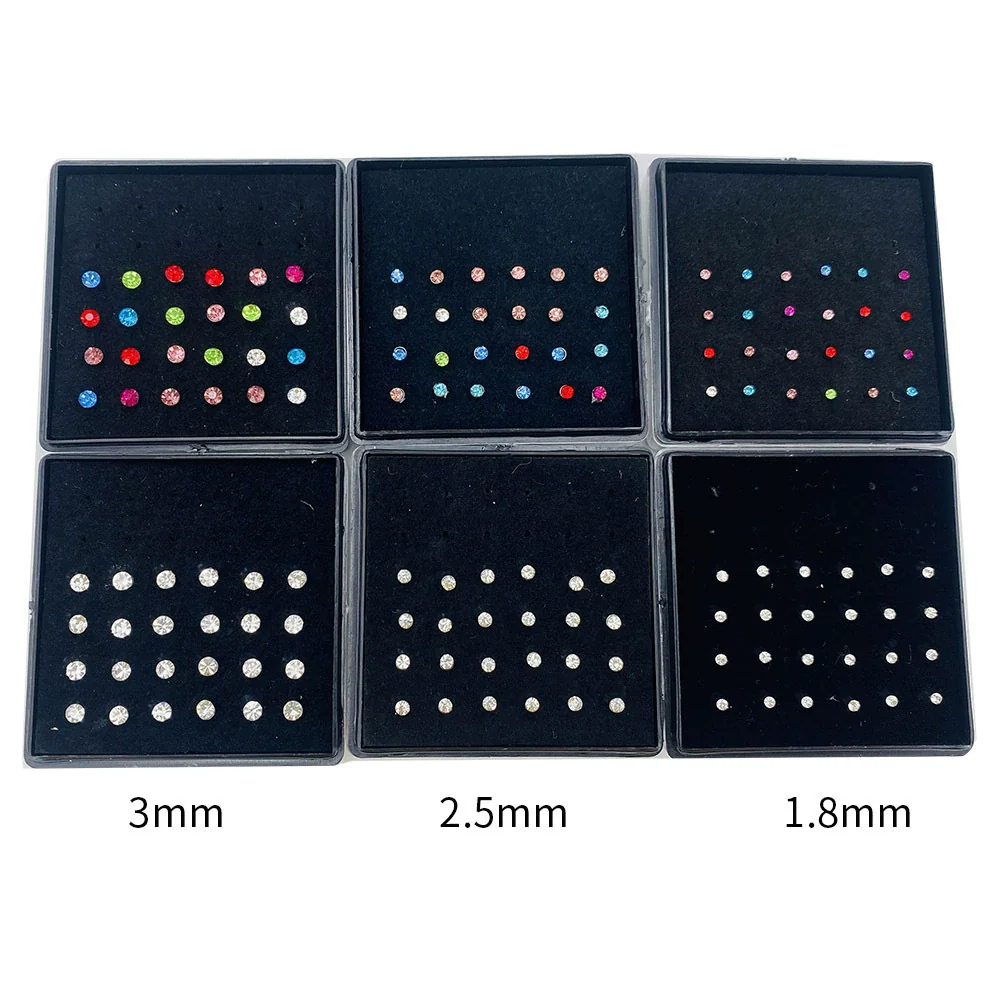 Women's Stainless Steel Geometric Diamondencrusted Nose Studs And Rings Body Piercing Jewelry