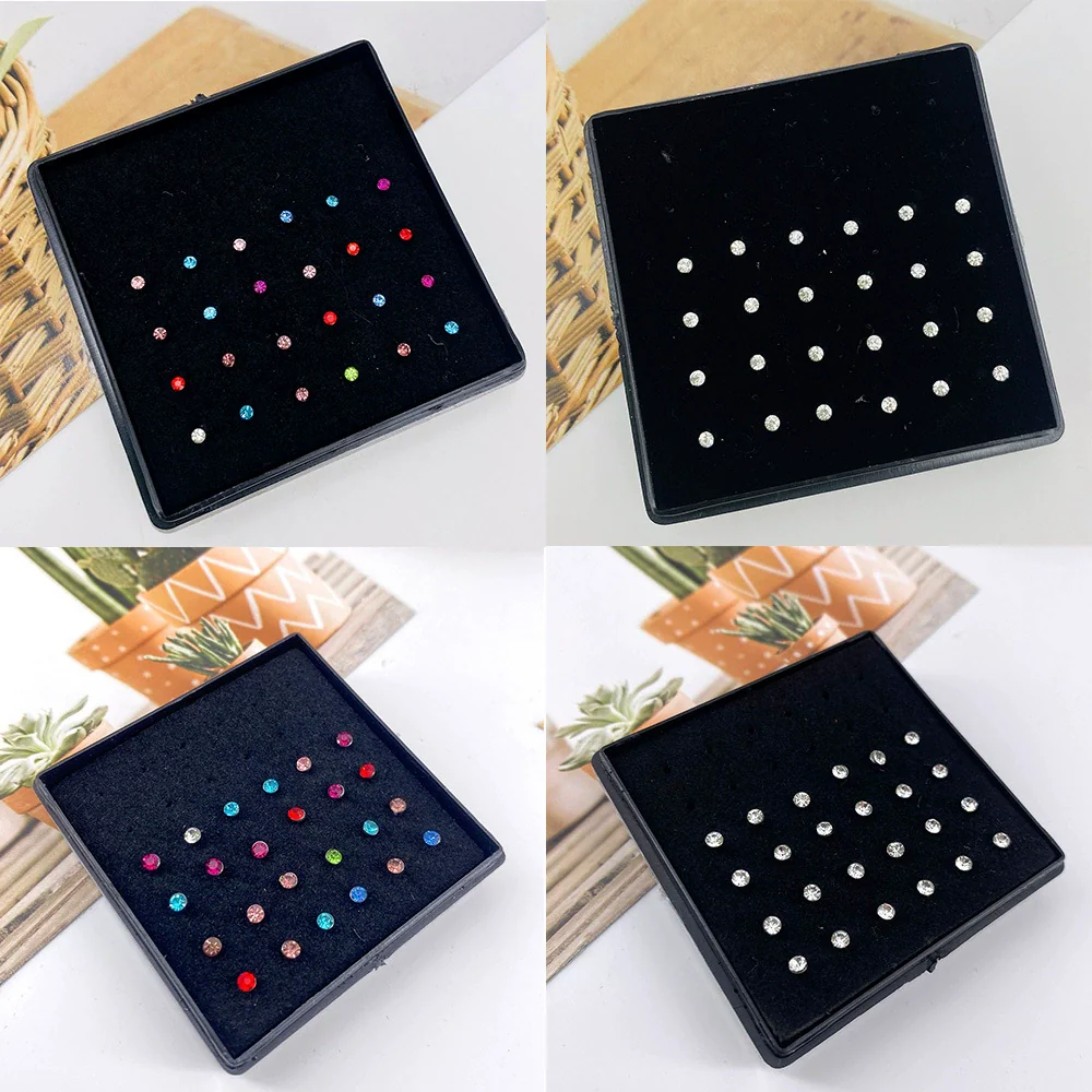Women's Stainless Steel Geometric Diamondencrusted Nose Studs And Rings Body Piercing Jewelry - Image 2