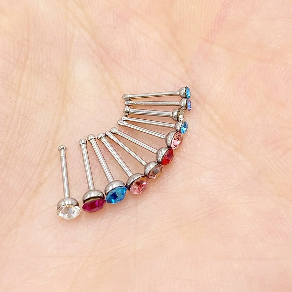 Women's Stainless Steel Geometric Diamondencrusted Nose Studs And Rings Body Piercing Jewelry - Image 3