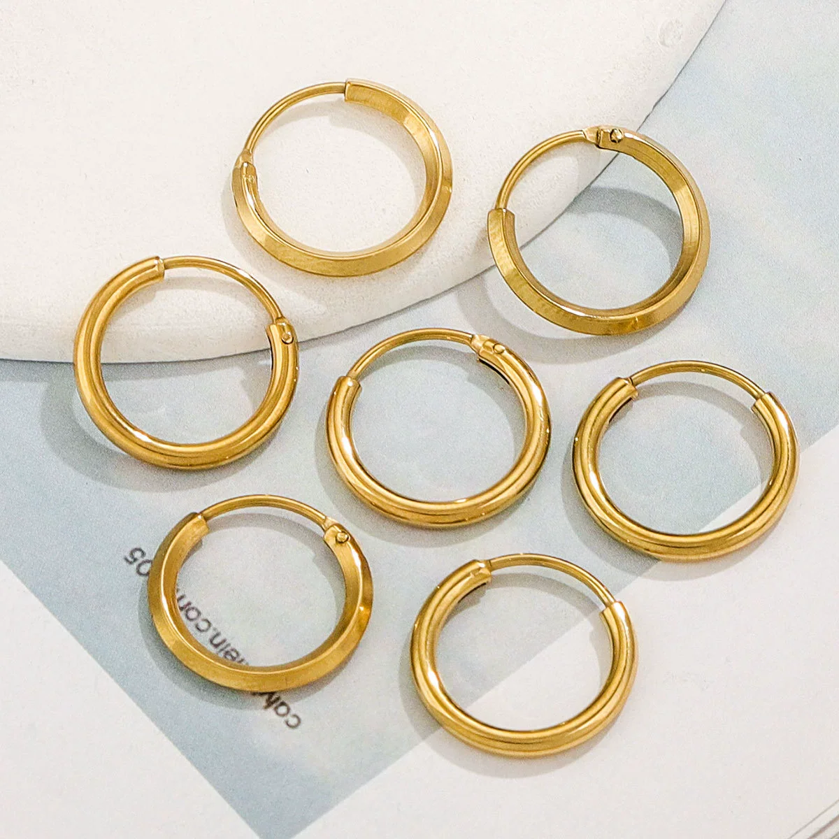 Women's Stainless Steel Geometric Fish Pattern Electroplated Circle Square Line Earrings - Image 2
