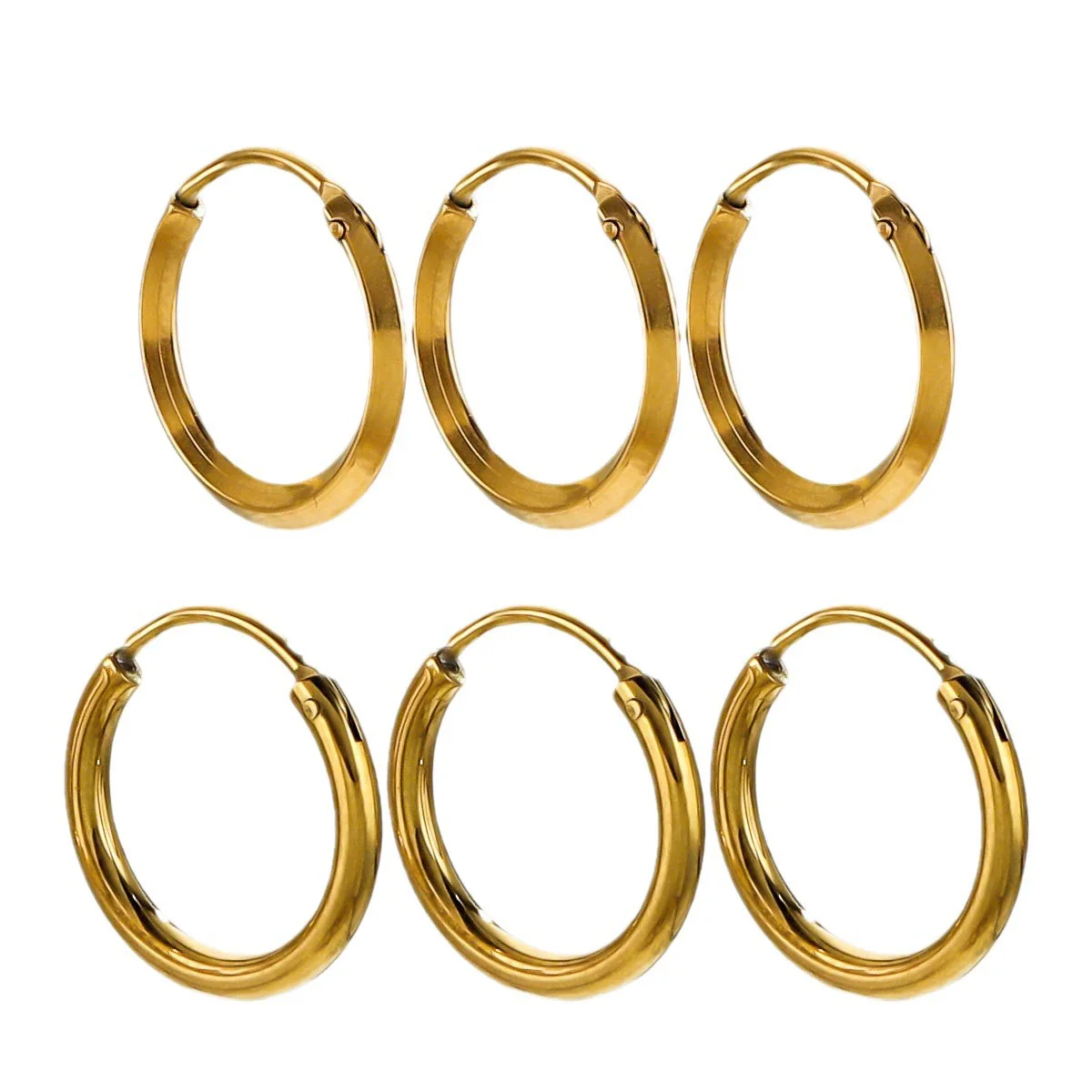 Women's Stainless Steel Geometric Fish Pattern Electroplated Circle Square Line Earrings - Image 5