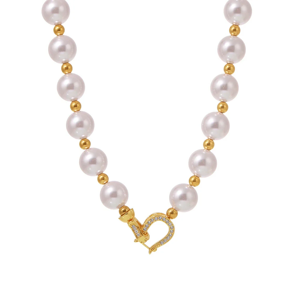 Women's Stainless Steel Geometric Light Luxury Zircon Pendant Collarbone Necklace With Electroplating Brass Chain Buckle - Image 5