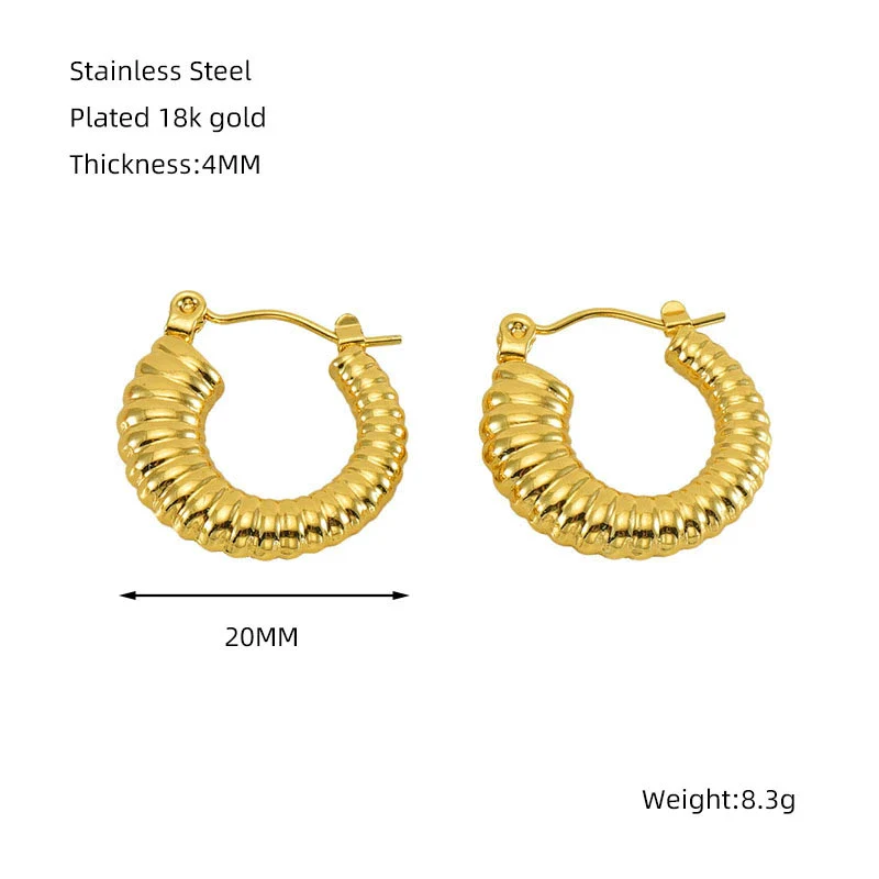 Women's 316L Stainless Steel Geometric Round Twist Electroplated Earrings - Image 10