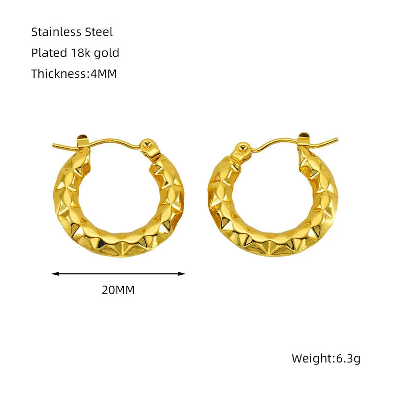 Women's 316L Stainless Steel Geometric Round Twist Electroplated Earrings - Image 13