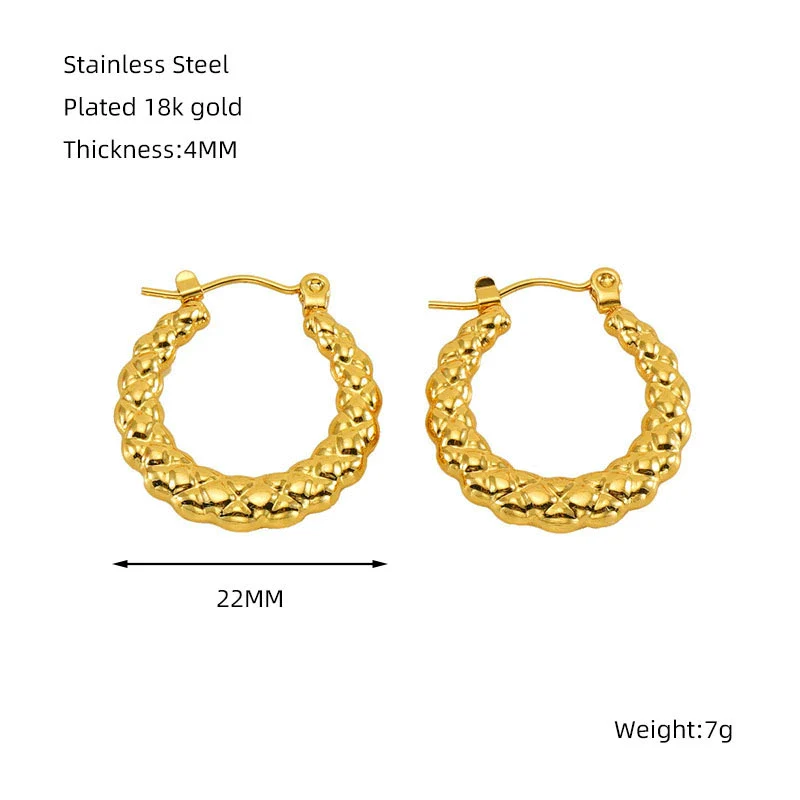 Women's 316L Stainless Steel Geometric Round Twist Electroplated Earrings - Image 8