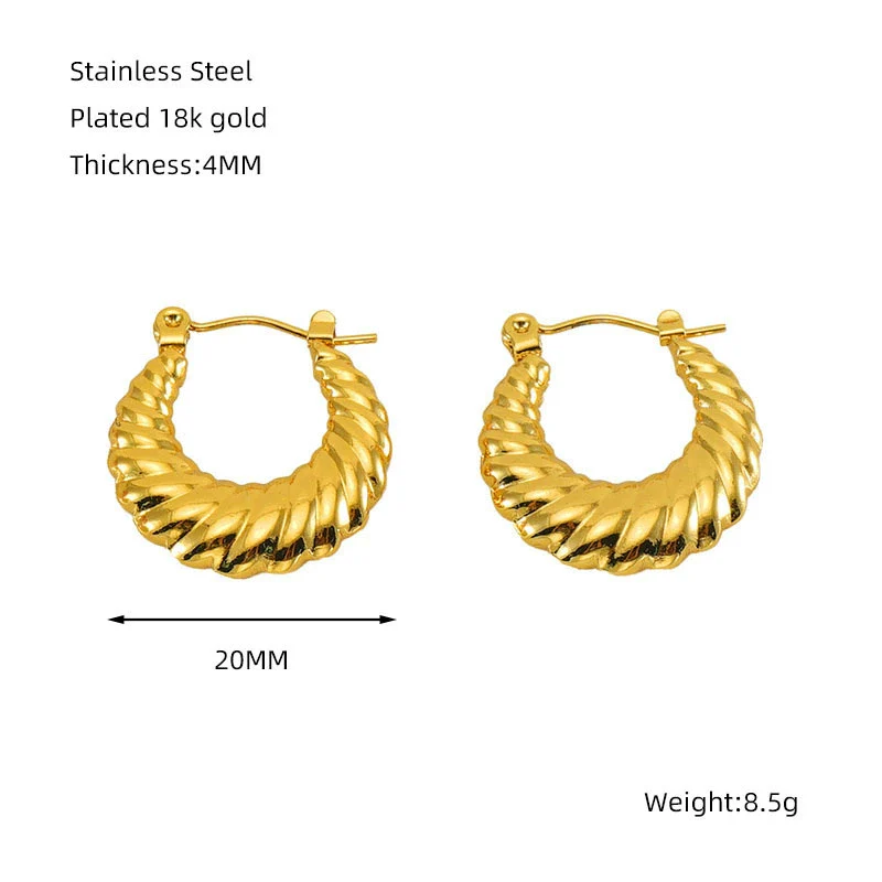 Women's 316L Stainless Steel Geometric Round Twist Electroplated Earrings - Image 9