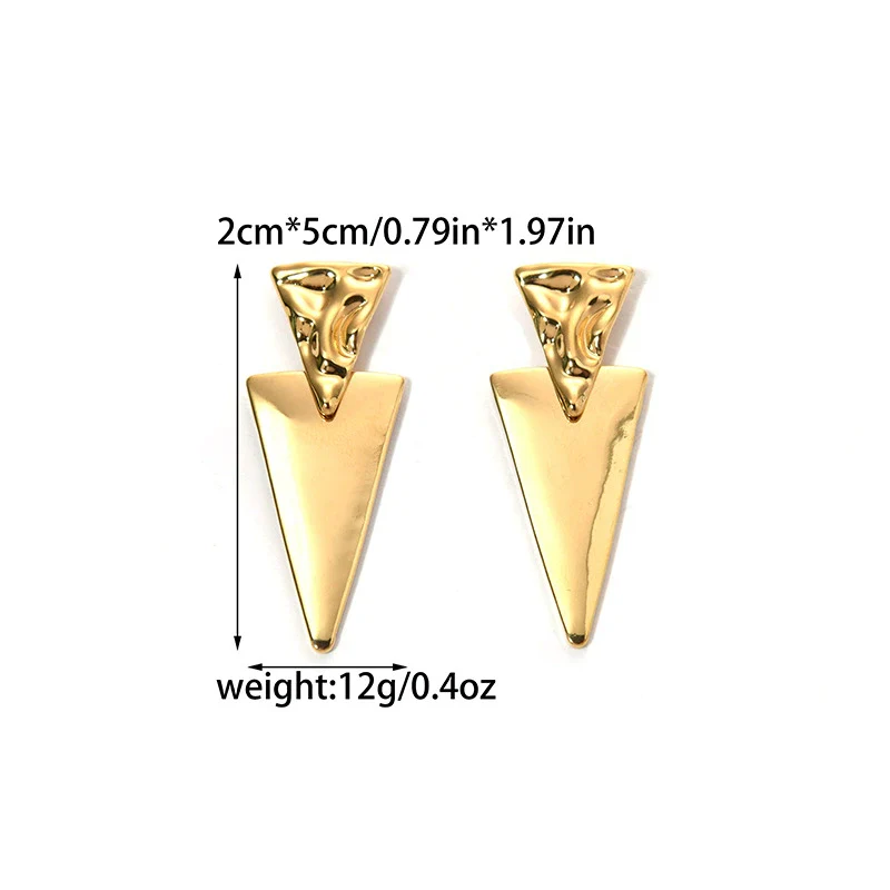 Women's Stainless Steel Geometric Triangle Tassel Earrings With Electroplating Design - Image 5