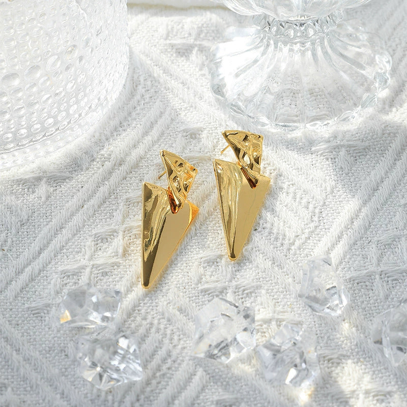Women's Stainless Steel Geometric Triangle Tassel Earrings With Electroplating Design - Image 7