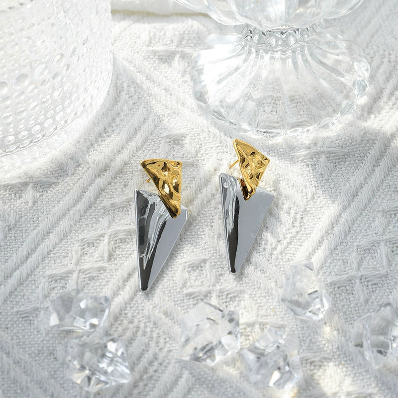 Women's Stainless Steel Geometric Triangle Tassel Earrings With Electroplating Design - Image 8