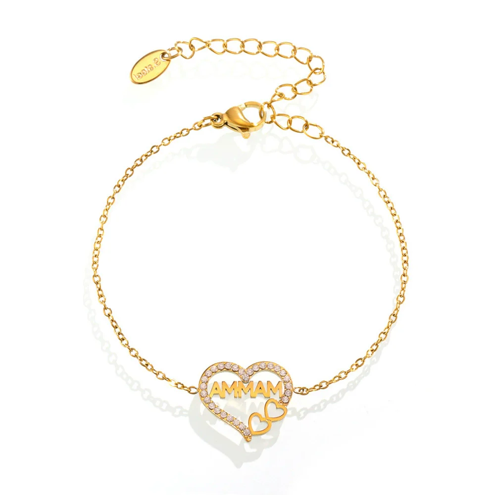 Women's Stainless Steel Handmade Inlaid Jewelry Bracelet With Heart Geometric Letters Numbers Text Pattern And Electroplating Treatment - Image 5