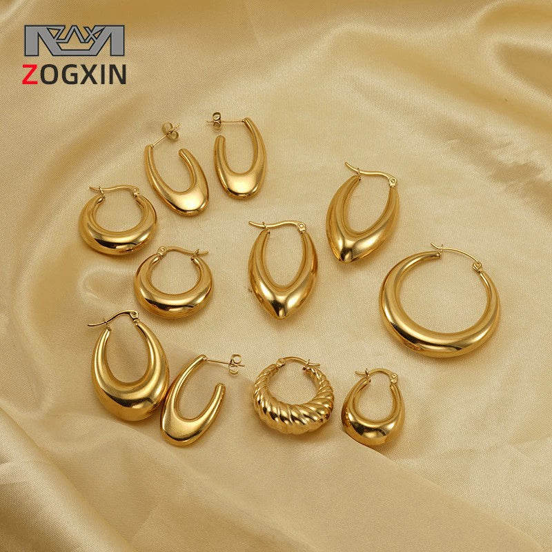 Women's 316L Stainless Steel Hollow Ushape Geometric Electroplating Earrings
