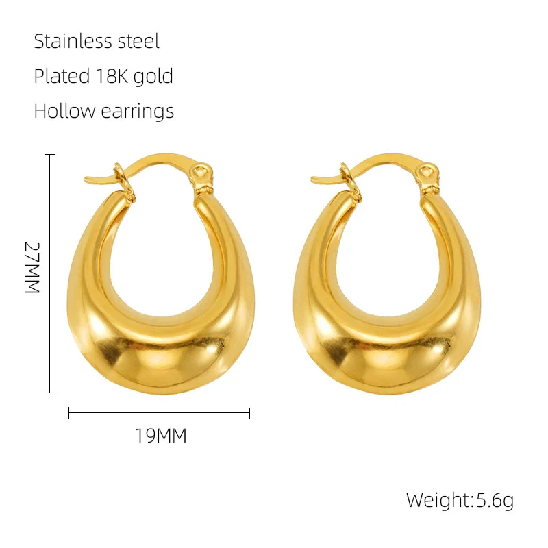 Women's 316L Stainless Steel Hollow Ushape Geometric Electroplating Earrings - Image 10