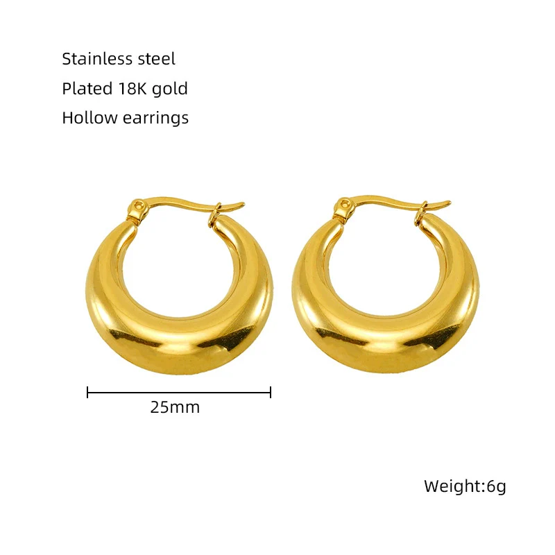 Women's 316L Stainless Steel Hollow Ushape Geometric Electroplating Earrings - Image 11