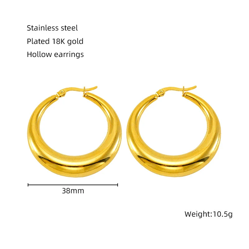 Women's 316L Stainless Steel Hollow Ushape Geometric Electroplating Earrings - Image 12