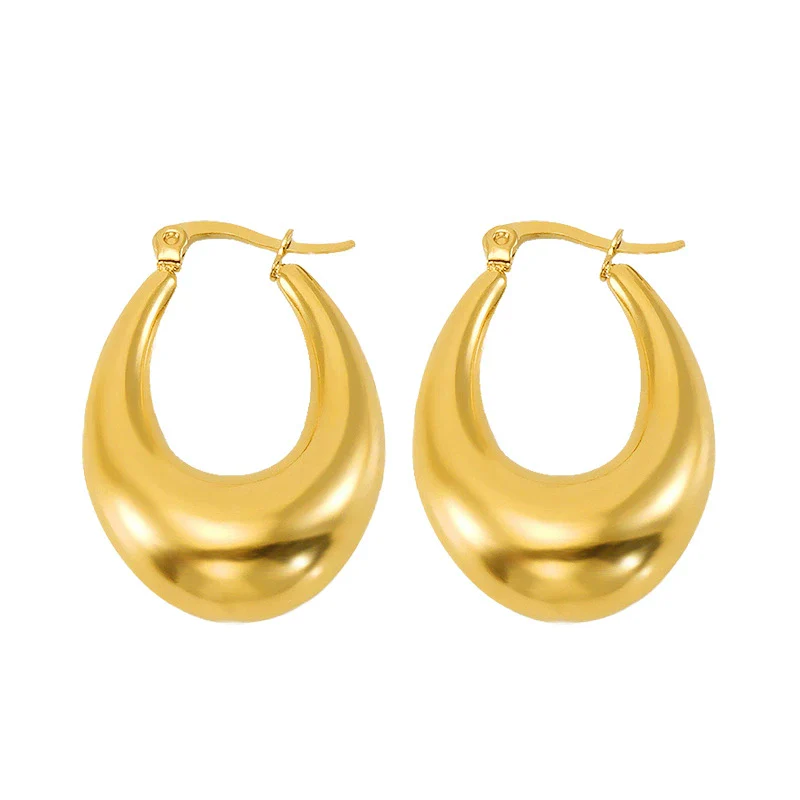 Women's 316L Stainless Steel Hollow Ushape Geometric Electroplating Earrings - Image 3
