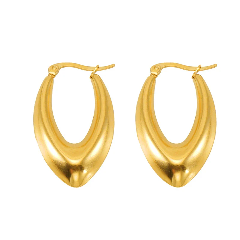 Women's 316L Stainless Steel Hollow Ushape Geometric Electroplating Earrings - Image 4