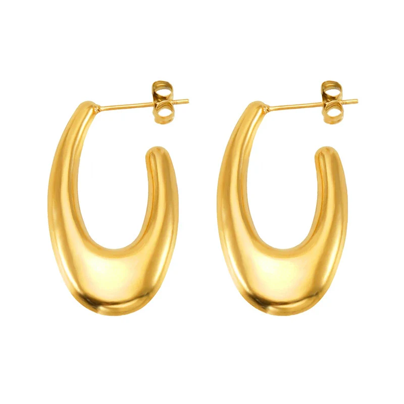 Women's 316L Stainless Steel Hollow Ushape Geometric Electroplating Earrings - Image 5