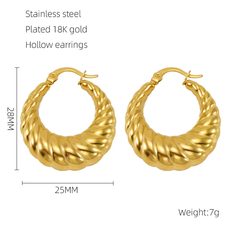 Women's 316L Stainless Steel Hollow Ushape Geometric Electroplating Earrings - Image 6
