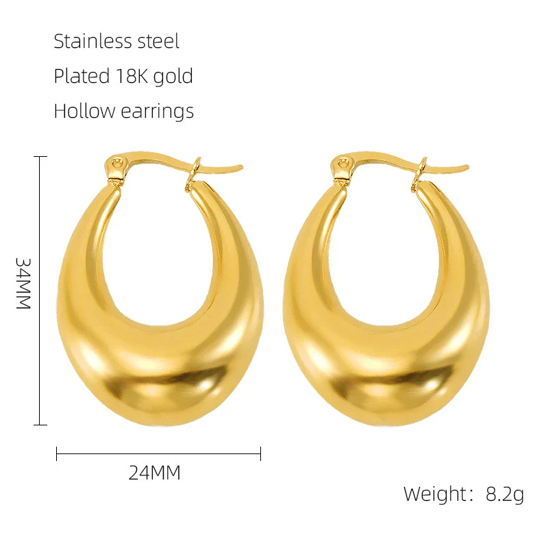 Women's 316L Stainless Steel Hollow Ushape Geometric Electroplating Earrings - Image 7