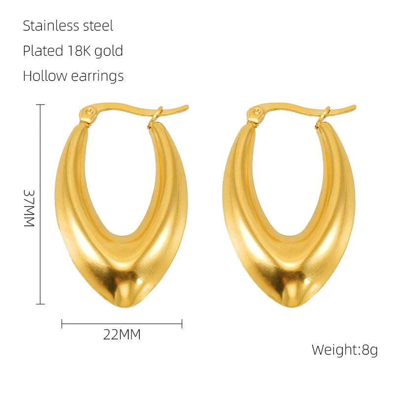 Women's 316L Stainless Steel Hollow Ushape Geometric Electroplating Earrings - Image 8