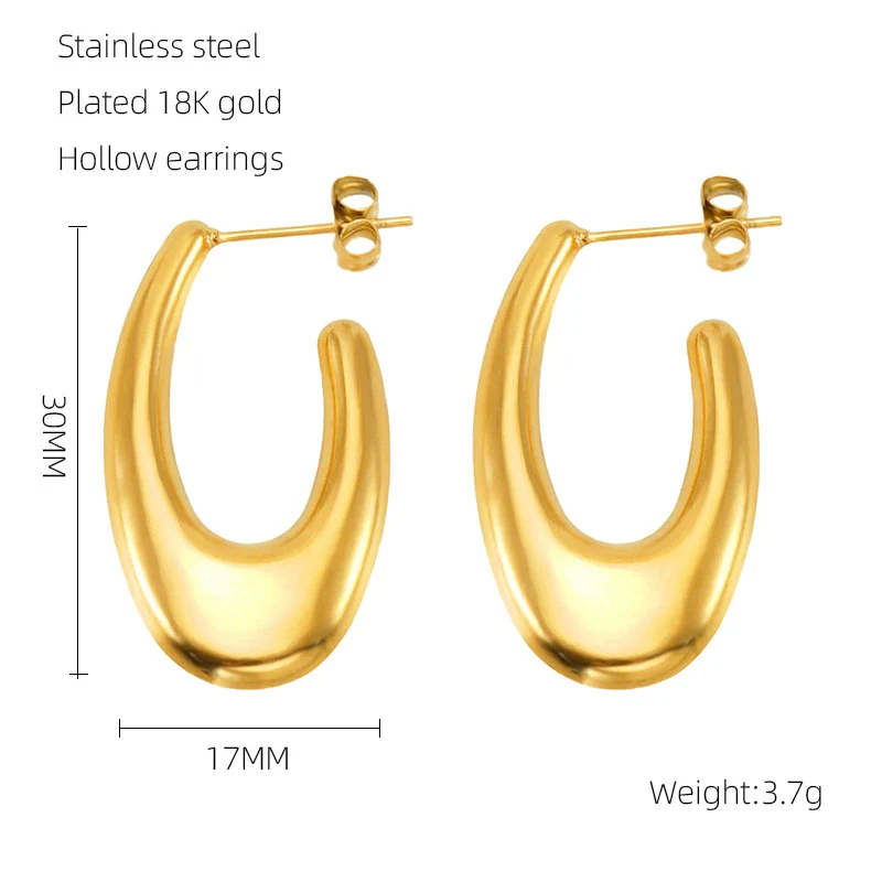 Women's 316L Stainless Steel Hollow Ushape Geometric Electroplating Earrings - Image 9