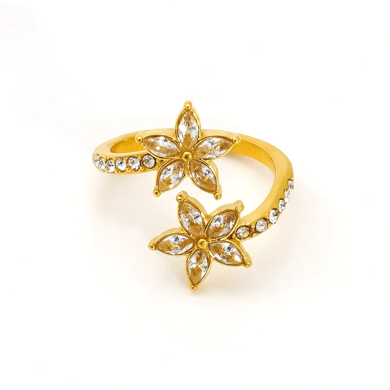 Women's 316L Stainless Steel Microinlaid Zircon Horse Eye Ring Geometric Electroplating Trendy Simple Cold Style Opening Adjustable - Image 5