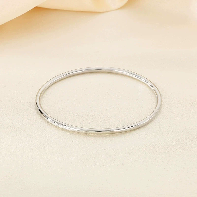 Women's Stainless Steel Polished Round Wire Minimalist Geometric Electroplated Bracelet - Image 13