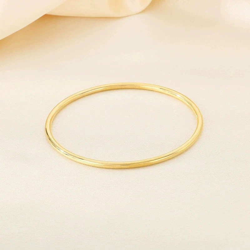 Women's Stainless Steel Polished Round Wire Minimalist Geometric Electroplated Bracelet - Image 9