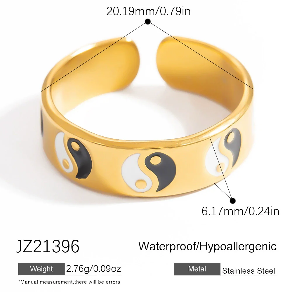 Women's Stainless Steel Ring Oildropping Asymmetrical 18K Goldplated With Letters Numbers Text Geometric Animal Zodiac Shapes - Image 8
