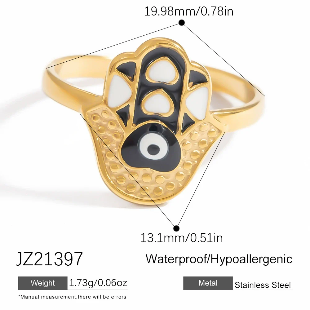 Women's Stainless Steel Ring Oildropping Asymmetrical 18K Goldplated With Letters Numbers Text Geometric Animal Zodiac Shapes - Image 9
