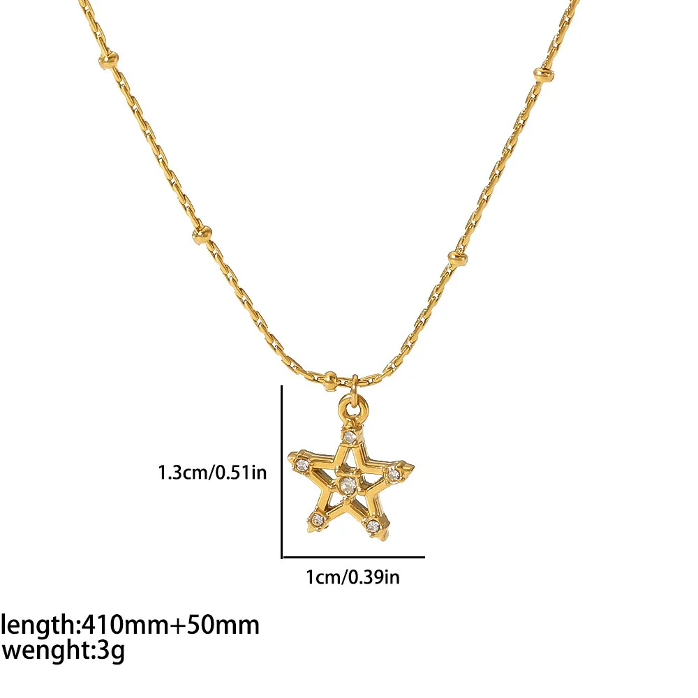 Women's Stainless Steel Star Pendant Necklace With Pvd Furnace Vacuum Real Gold Plating And Minimalist Style - Image 9