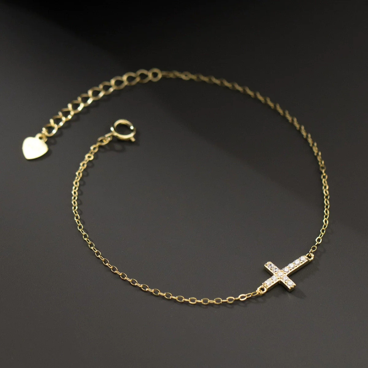 Women's Sterling Silver Geometric Cross Bracelet With Diamond Design - Image 5