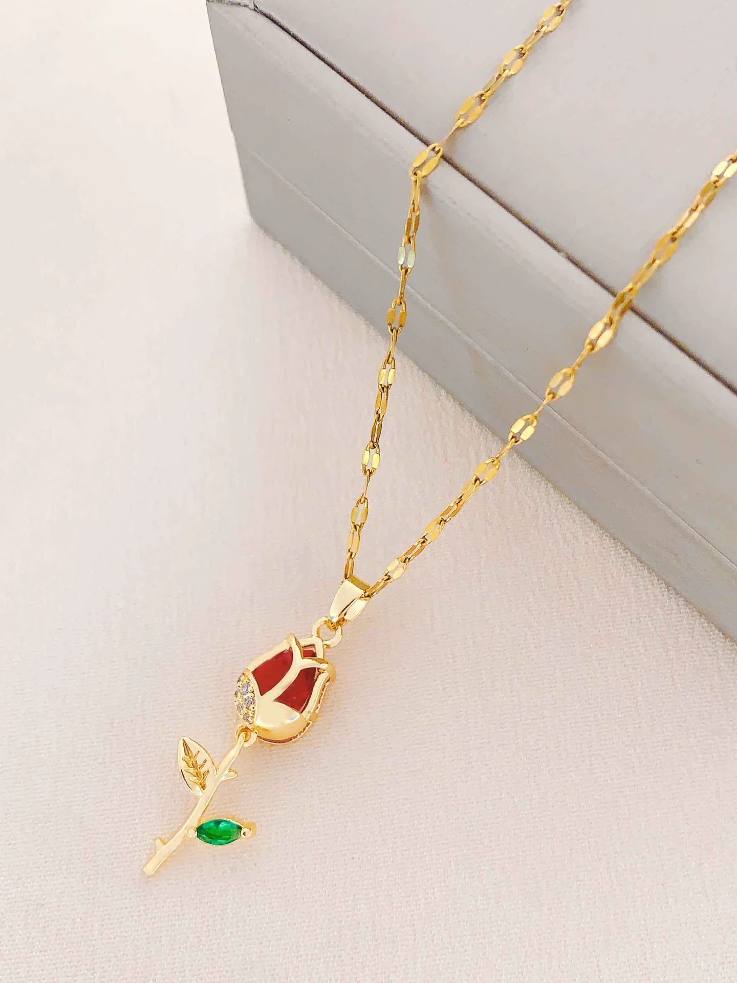 Women's Summer Sweet Style Titanium Steel Necklace With Copper Pendant And Cross Chain Real Gold Plated And Enhanced Color Retention - Image 14