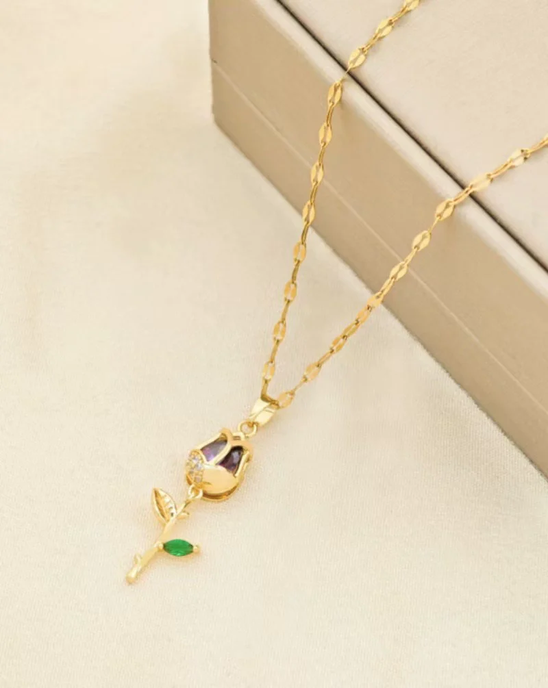 Women's Summer Sweet Style Titanium Steel Necklace With Copper Pendant And Cross Chain Real Gold Plated And Enhanced Color Retention - Image 17