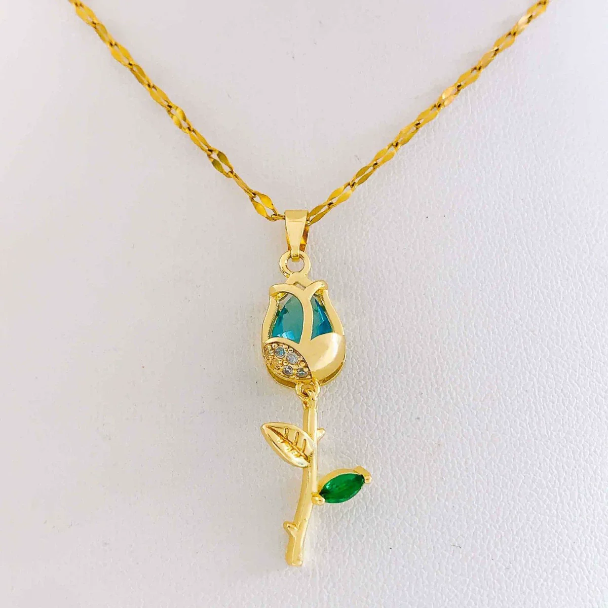 Women's Summer Sweet Style Titanium Steel Necklace With Copper Pendant And Cross Chain Real Gold Plated And Enhanced Color Retention - Image 5