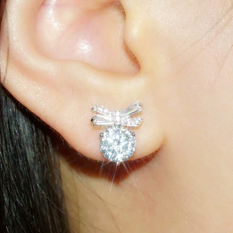 Women's Sweet Geometric Copper Earrings Set With Zirconia - Image 3