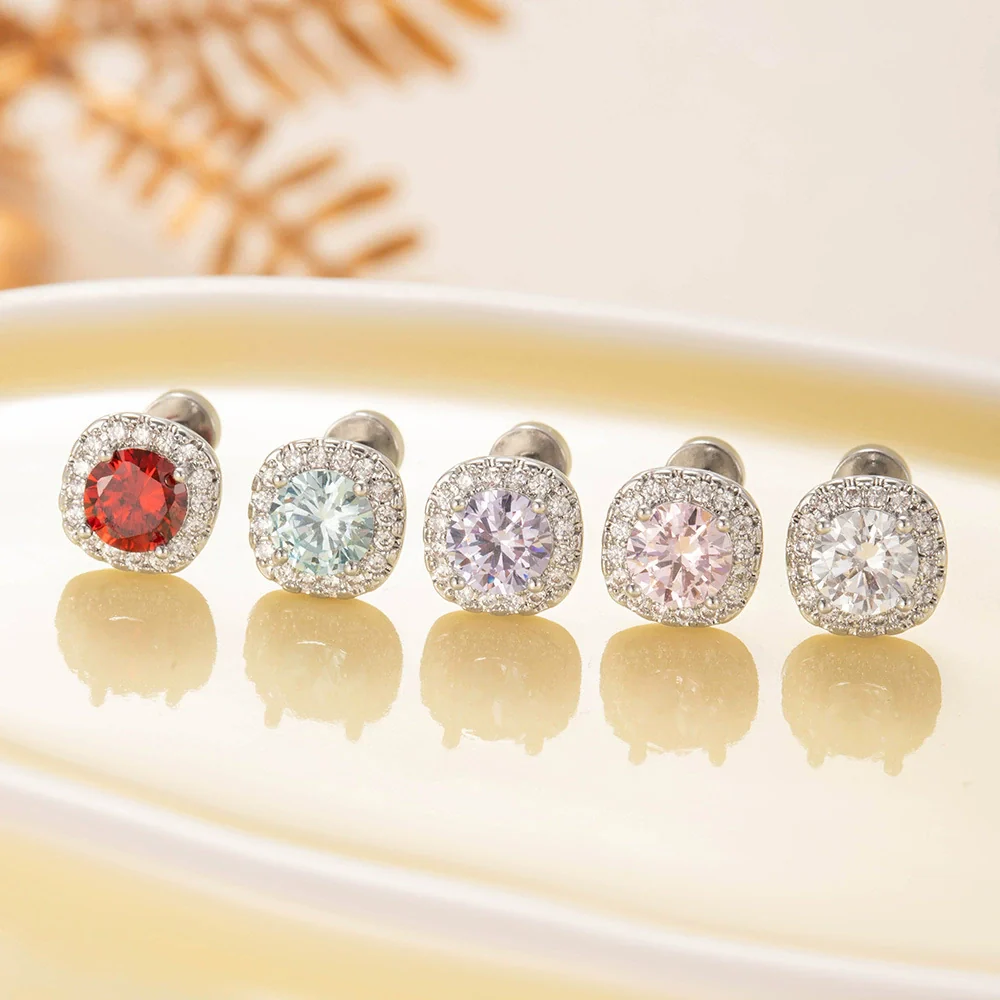 Women's Sweet Style Titanium Steel Zircon Inlaid Geometric Heart Earrings - Image 2