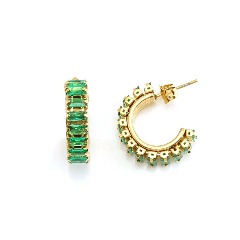 Women's Titanium Steel And 18K Gold Plated Cshaped Geometric Fashion Earrings With Electroplating Treatment - Image 5