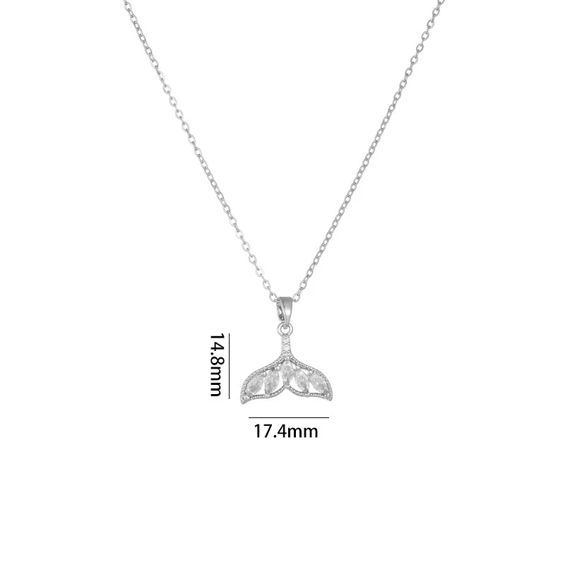 Women's Titanium Steel And Copper Fishtail Zircon Pendant Necklace With Mixed Gem Inlay And Electroplating Ochain Style Simple Design - Image 6